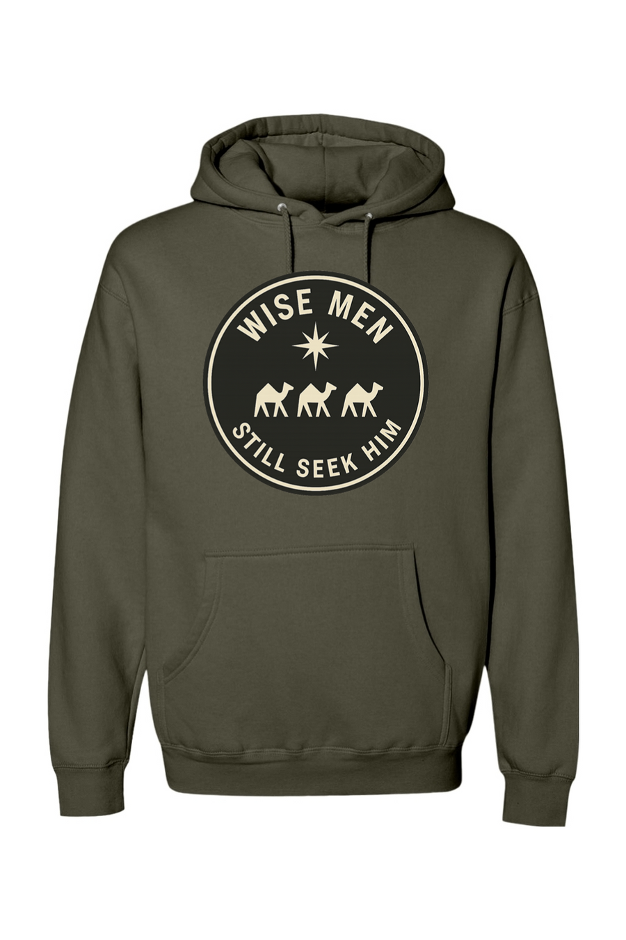 Olive green religious Christmas hoodie with