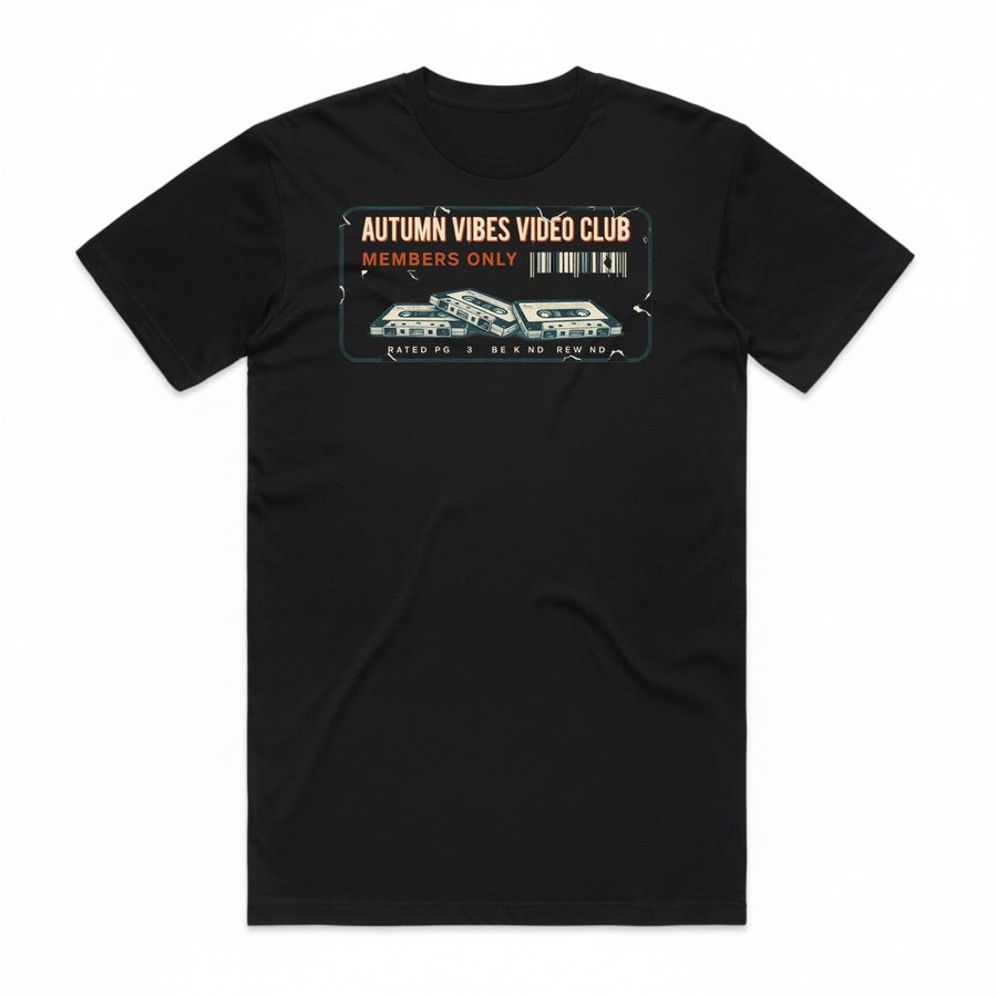 Autumn Vibes Video Club T-Shirt - Black Cat
