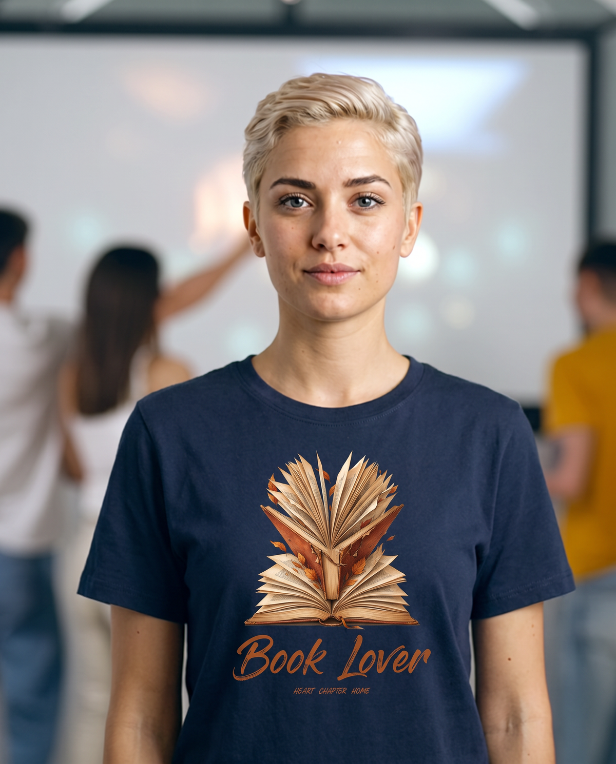 Book Lover Heart T-Shirt - Navy (lifestyle)