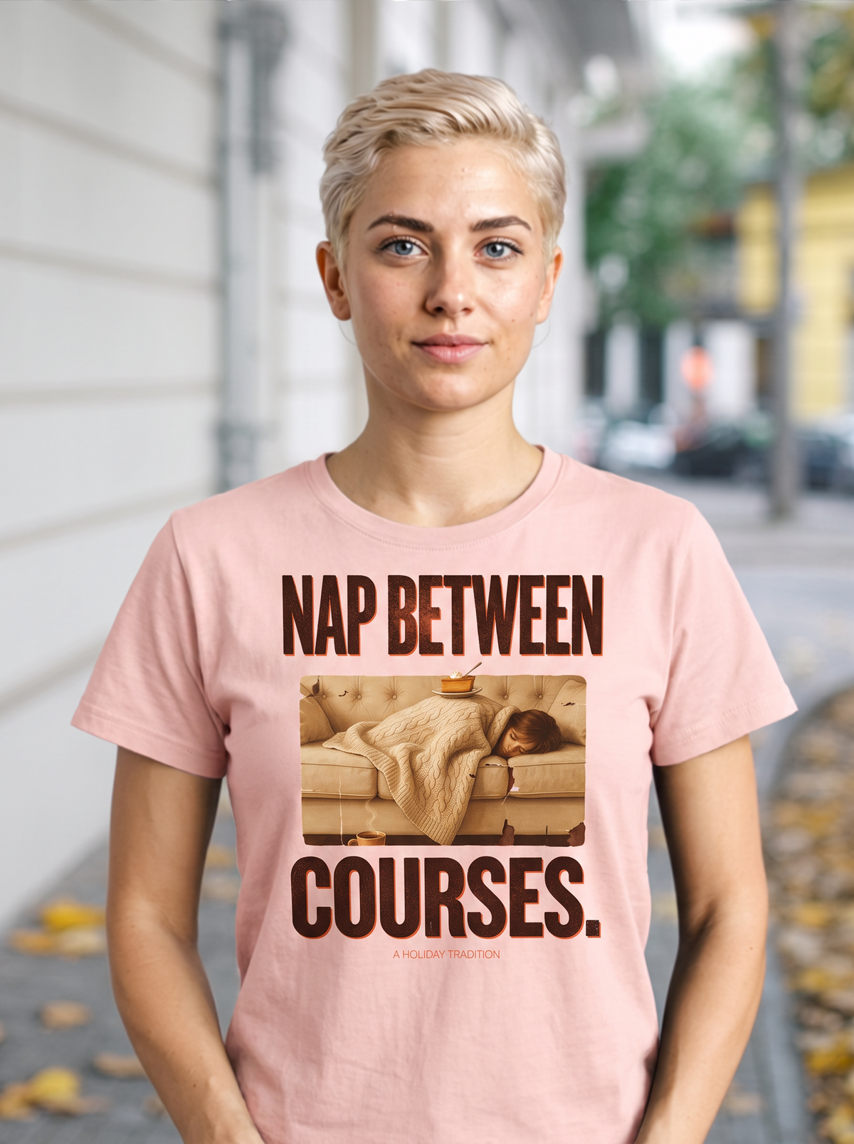 Nap Between Courses T-Shirt - Pale Pink (lifestyle)