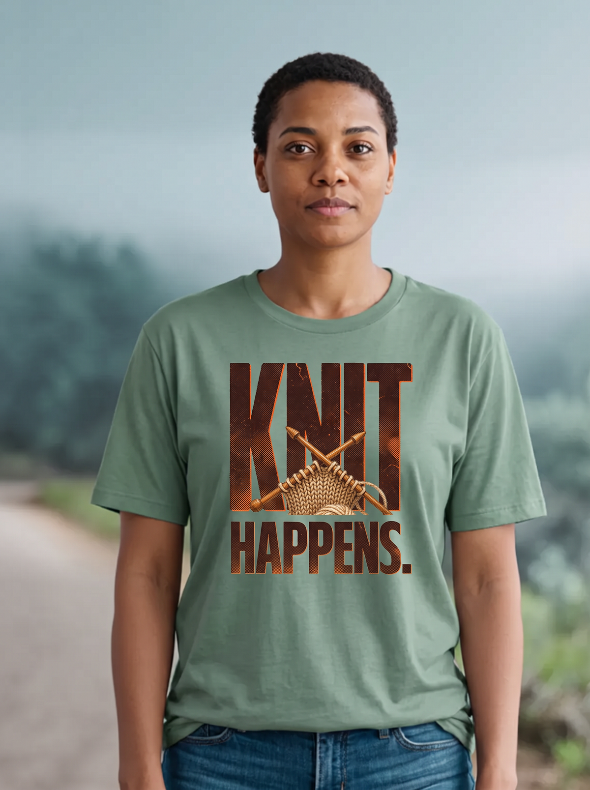 Knit Happens T-Shirt - Sage (lifestyle)