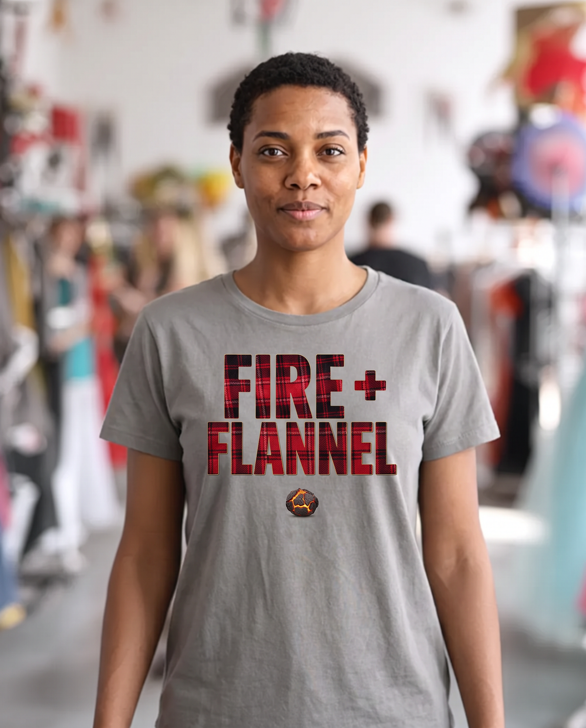 Fire Flannel T-Shirt - Granite (lifestyle)