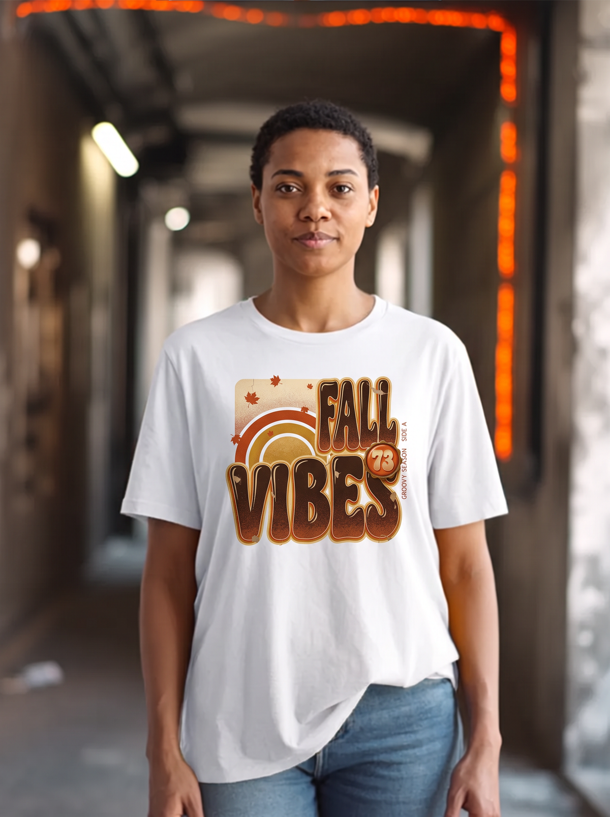 Fall Vibes 73 T-Shirt - White (lifestyle)