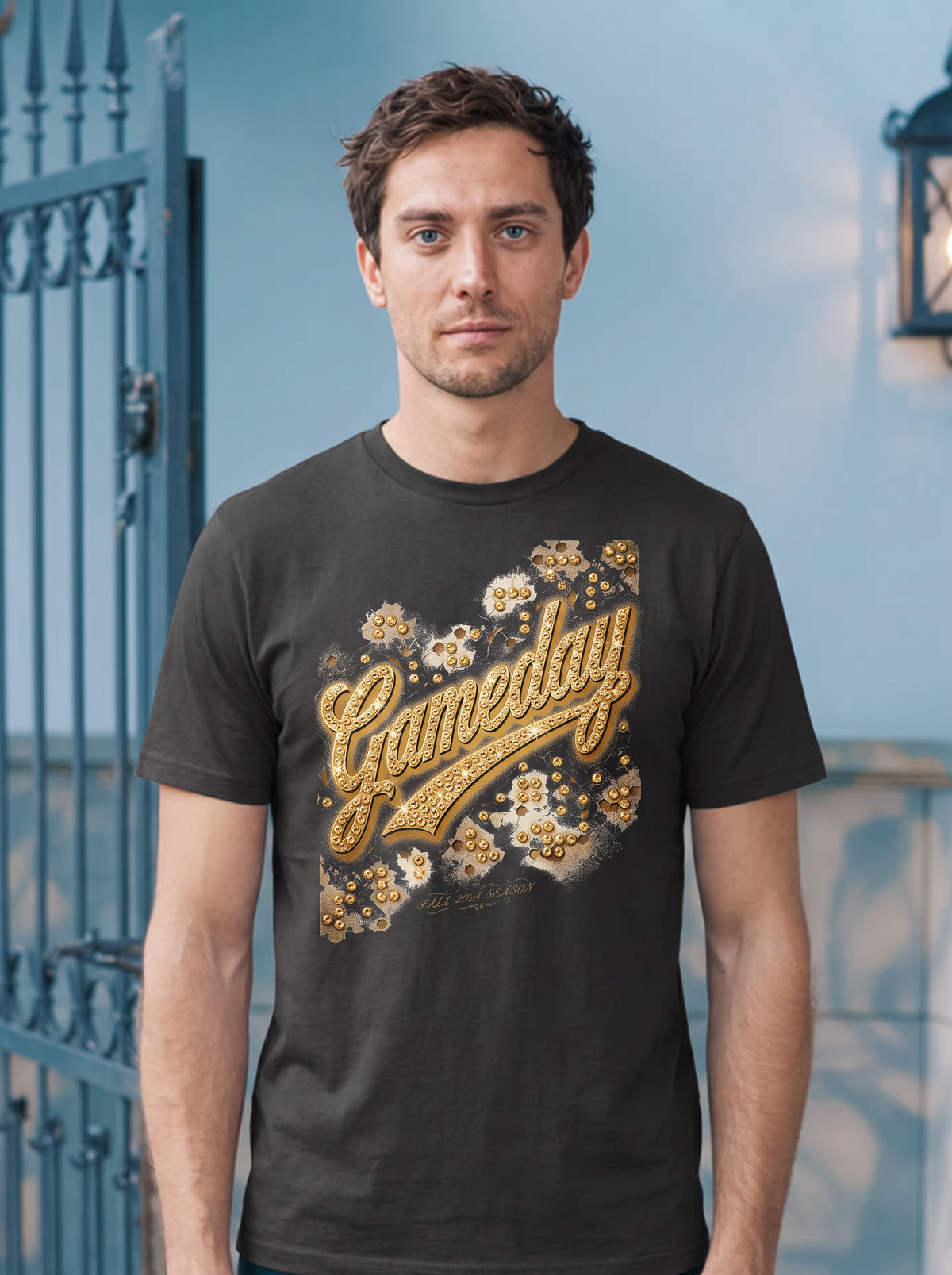 Gameday Rhinestone Print T-Shirt - Coal (lifestyle)