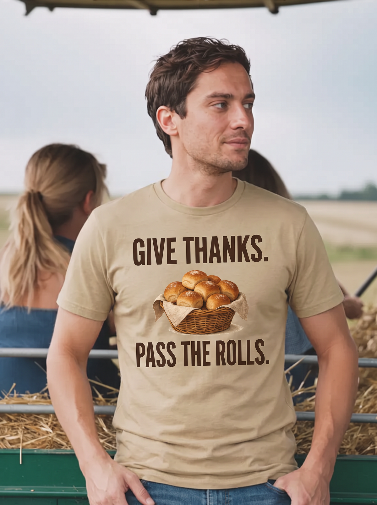 Give Thanks Pass the Rolls T-Shirt - Khaki (lifestyle)