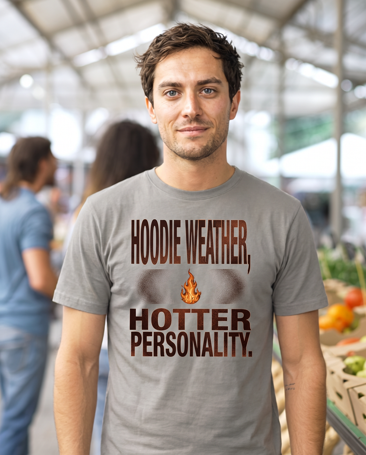 Hoodie Weather Hotter Personality T-Shirt - Granite (lifestyle)