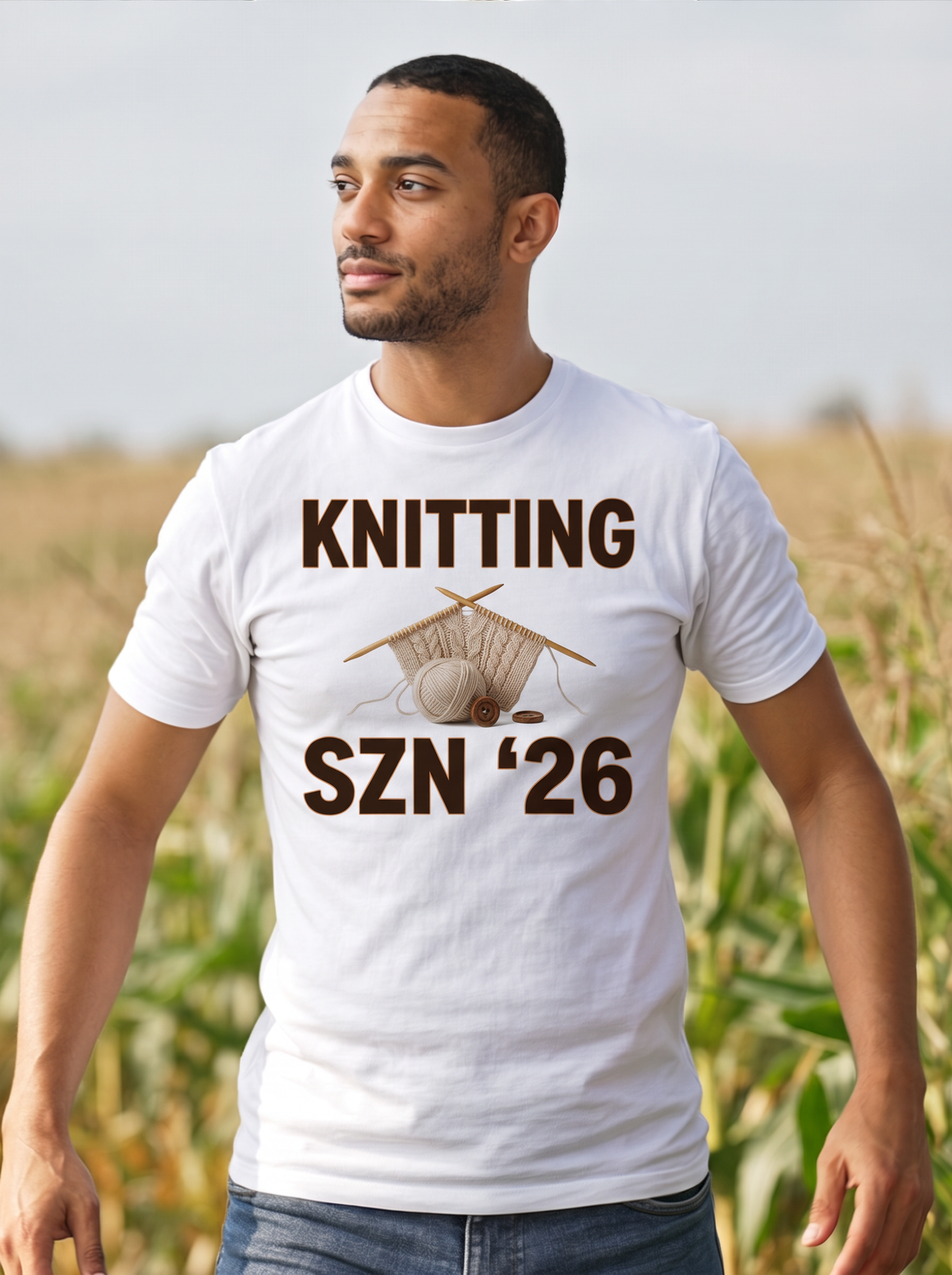 Knitting Szn T-Shirt - White (lifestyle)