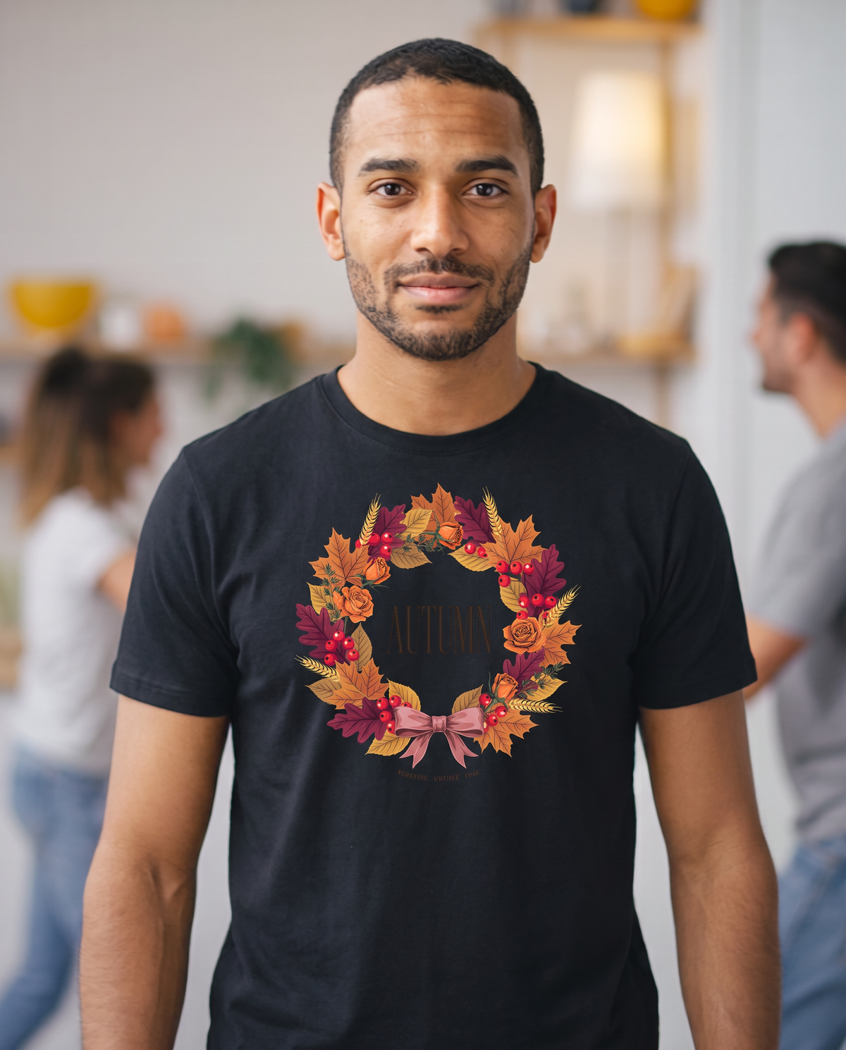 Autumn Wreath T-Shirt - Black (lifestyle)
