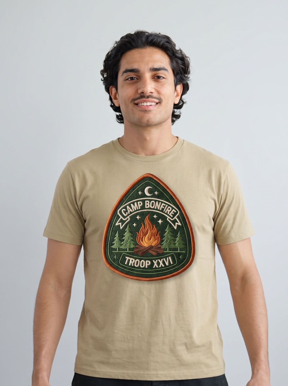 Camp Bonfire Troop Badge T-Shirt - Khaki (lifestyle)