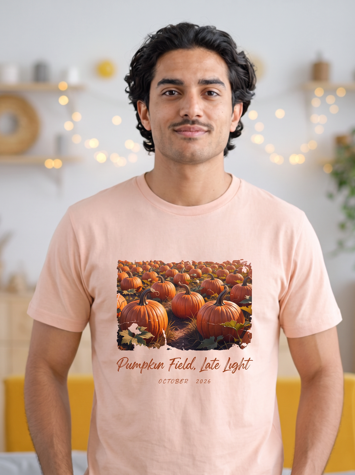 Pumpkin Field Late T-Shirt - Pale Pink (lifestyle)