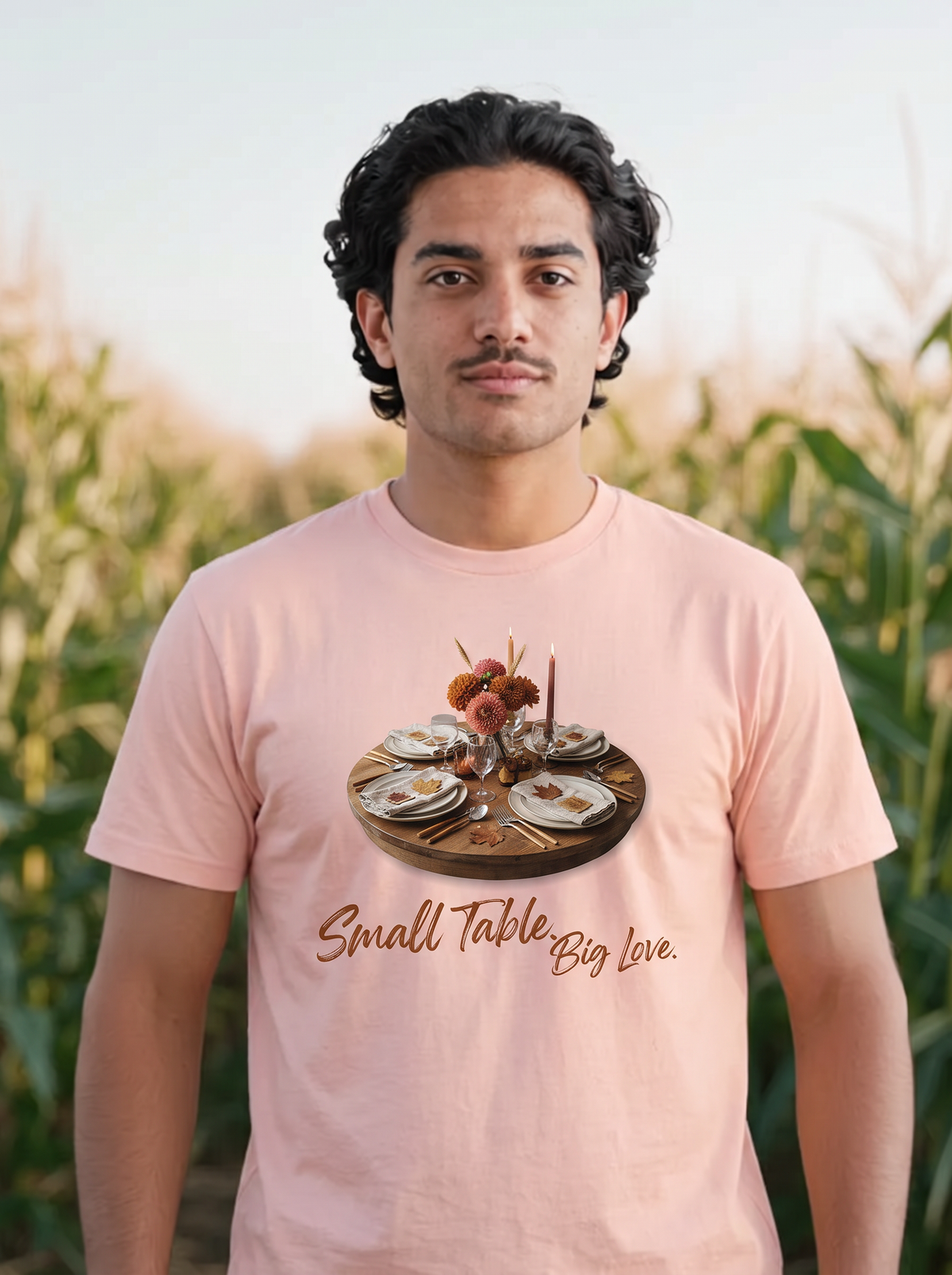 Small Table Big Love T-Shirt - Pale Pink (lifestyle)