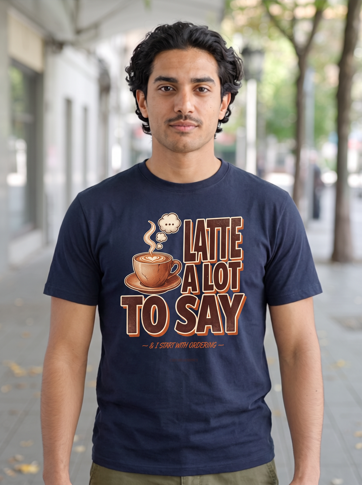 Latte a Lot to Say T-Shirt - Navy (lifestyle)