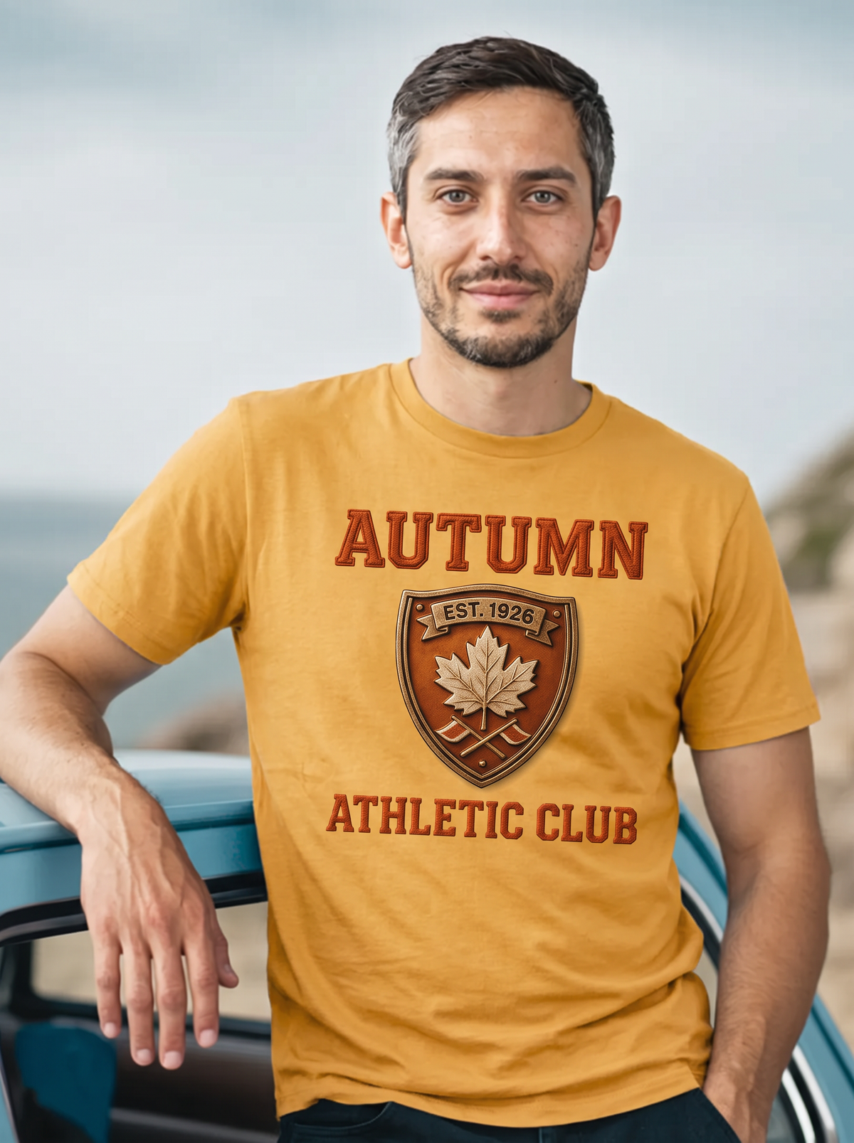 Autumn Athletic Club T-Shirt - Mustard (lifestyle)
