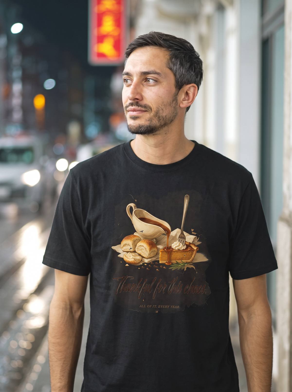 Thankful for This Chaos T-Shirt - Black (lifestyle)