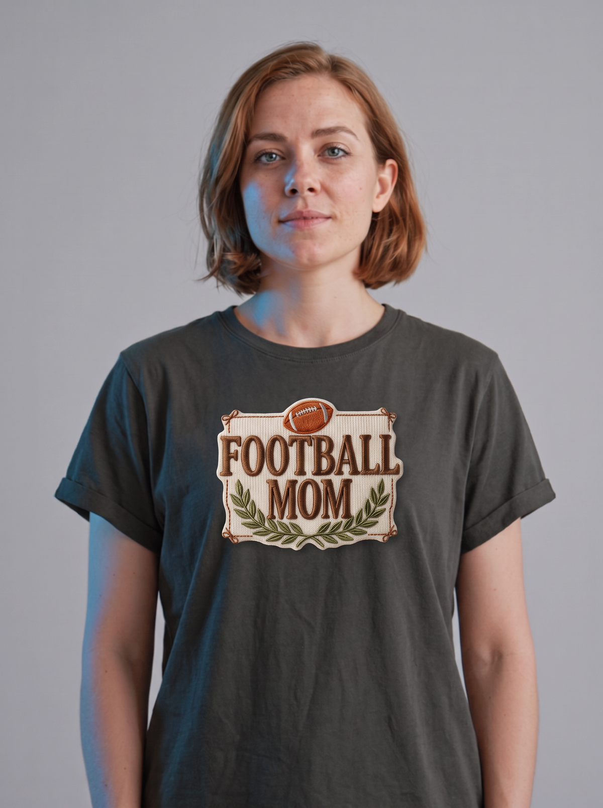 Football Mom Embroidered Cardigan Look T-Shirt - Coal (lifestyle)