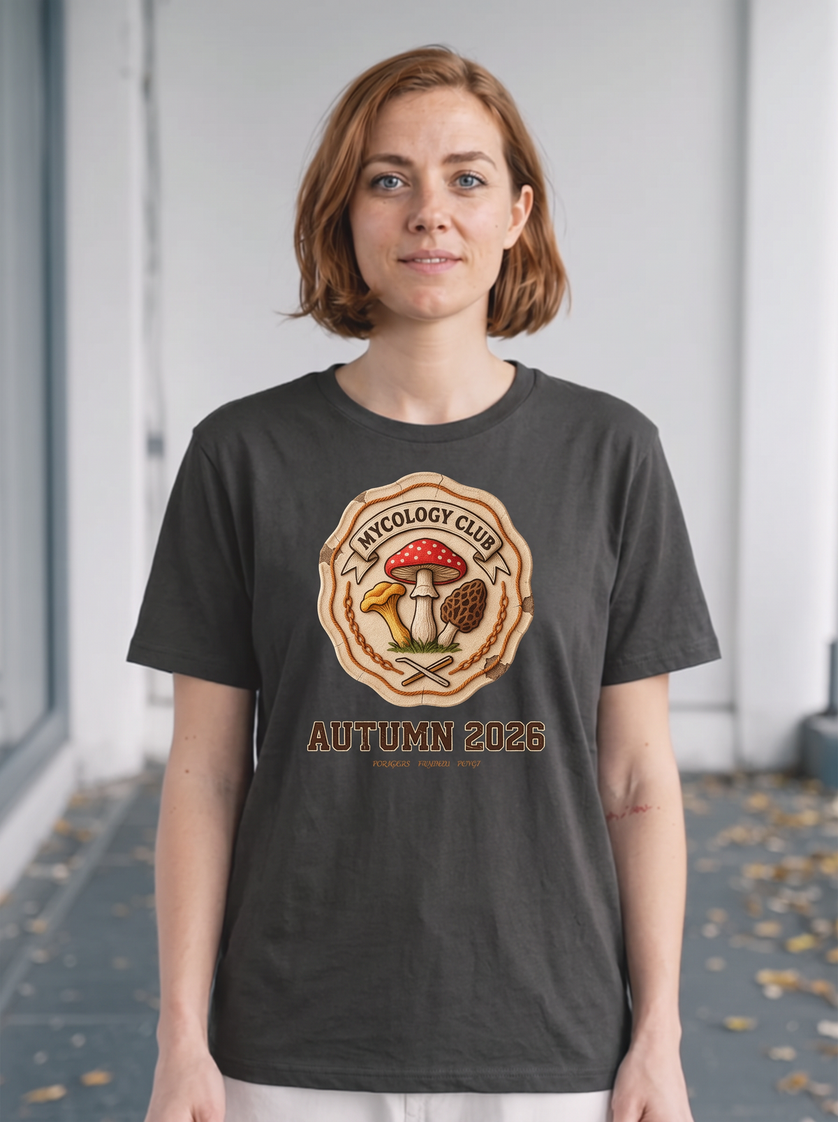 Mycology Club Autumn 2026 T-Shirt - Coal (lifestyle)