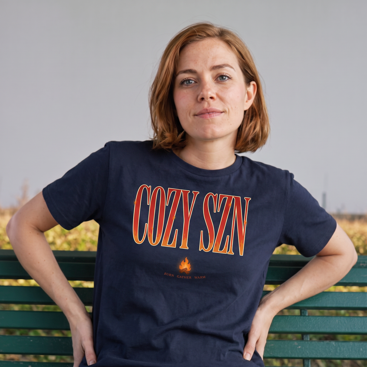 Cozy Szn Fire Palette T-Shirt - Navy (lifestyle)