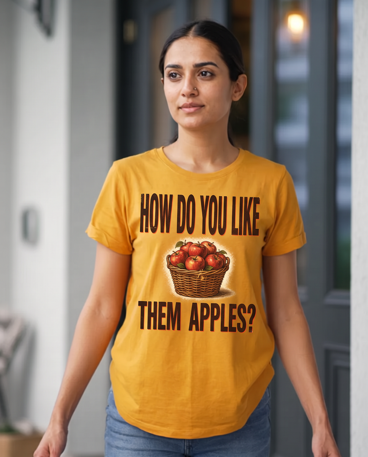 How Do You Like Them Apples T-Shirt - Mustard (lifestyle)