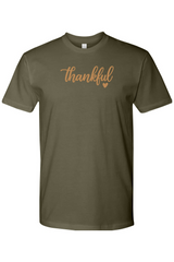 Dark olive green Thanksgiving t-shirt with 
