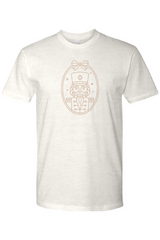 Light cream Christmas t-shirt with a feminine nutcracker bow design cute trendy girly holiday short sleeve shirt