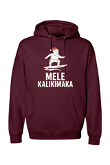 Maroon Christmas hoodie with Santa surfing and 