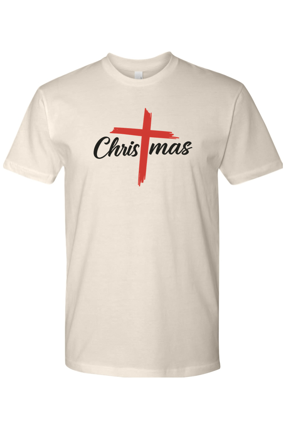 Beige cream Christmas Cross t-shirt Jesus Christian holiday faith short sleeve shirt