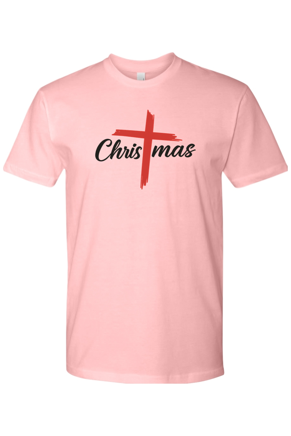 Light Pink Christmas Cross t-shirt Jesus Christian holiday faith short sleeve shirt