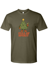 Dark olive green vintage Christmas t-shirt with 