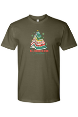 Olive green Christmas t-shirt with 