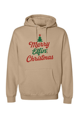Dark beige Christmas hoodie with 