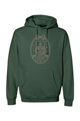 Green Christmas hoodie with a feminine nutcracker bow design cute trendy girly holiday long sleeve hooded sweatshirt