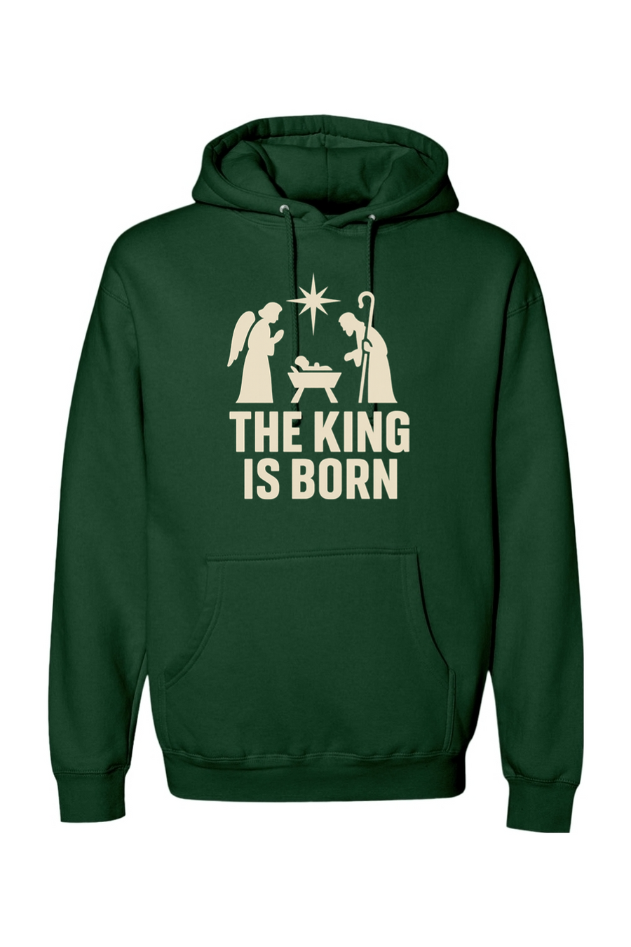 Dark green religious Christmas hoodie with 