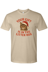 Dark beige Christmas t-shirt with 