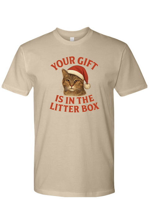 Dark beige Christmas t-shirt with 