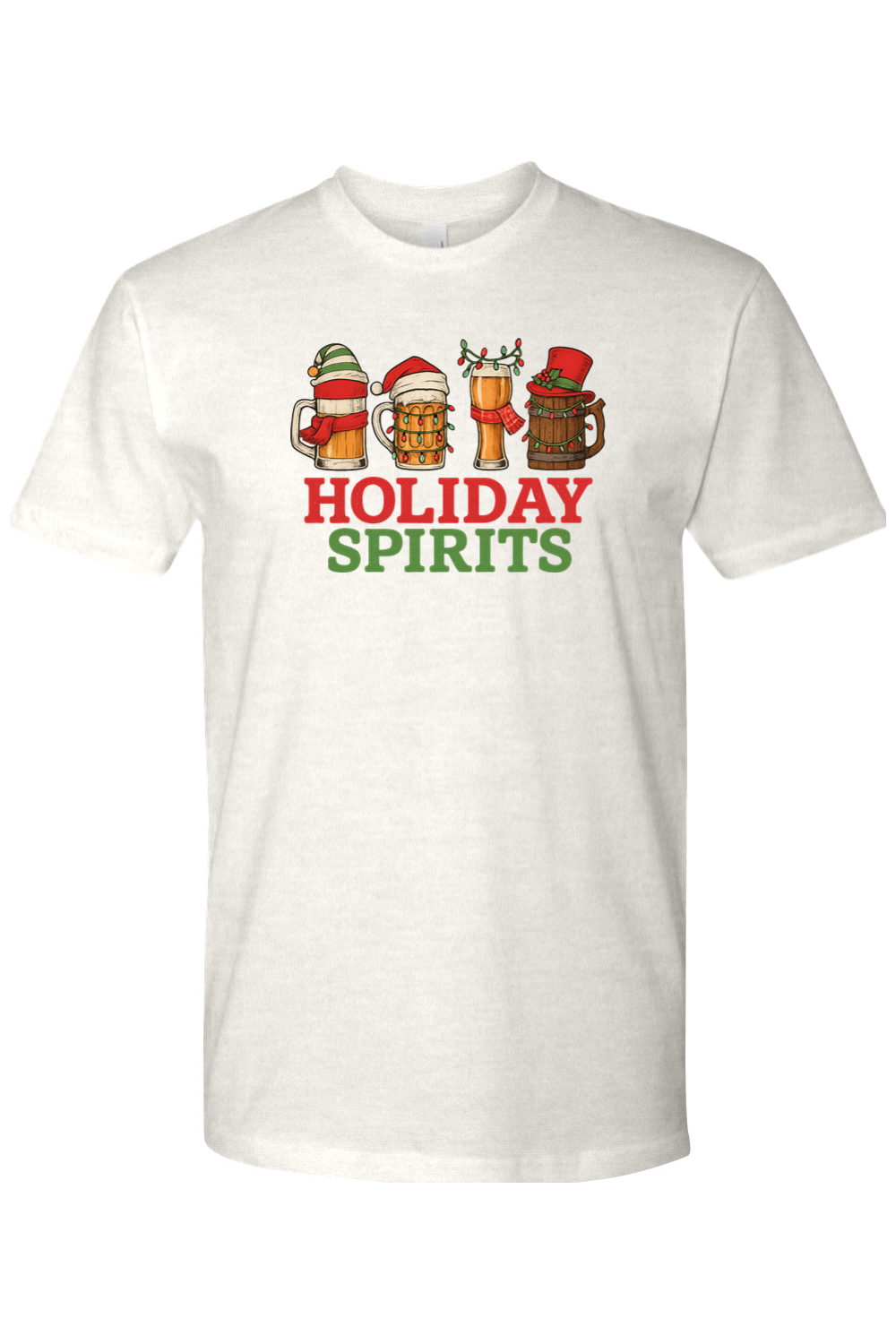 Oatmeal cream funny Christmas beer t-shirt text Holiday Spirits with beer mug design 