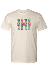 Beige cream Christmas nutcracker colorful design cute festive holiday short sleeve shirt