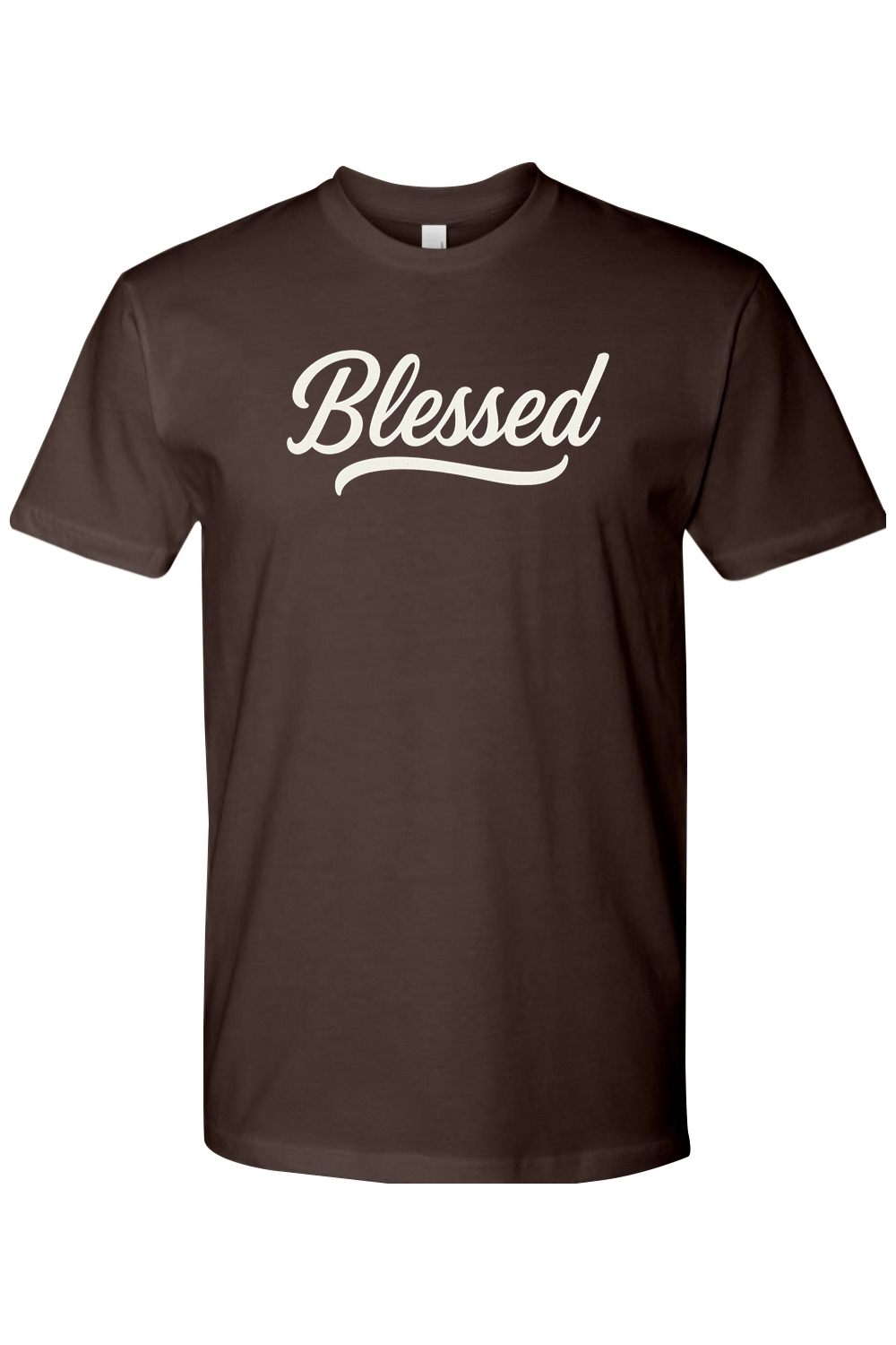 Brown Thanksgiving t-shirt with "Blessed" text with a wavy underline trendy fall holiday short sleeve shirt