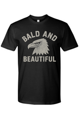 Black t-shirt with an eagle graphic and 'Bald and Beautiful' text.
