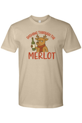 Dark beige Christmas t-shirt with 