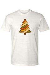 Light cream vintage Christmas t-shirt with a retro wavy Christmas tree design cute trendy holiday short sleeve shirt