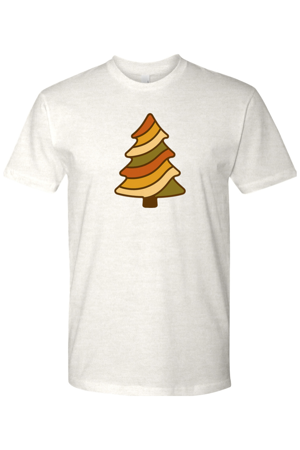 Light cream vintage Christmas t-shirt with a retro wavy Christmas tree design cute trendy holiday short sleeve shirt