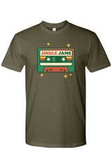 Dark olive green vintage Christmas t-shirt with 