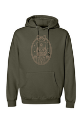 Olive green Christmas hoodie with a feminine nutcracker bow design cute trendy girly holiday long sleeve hooded sweatshirt