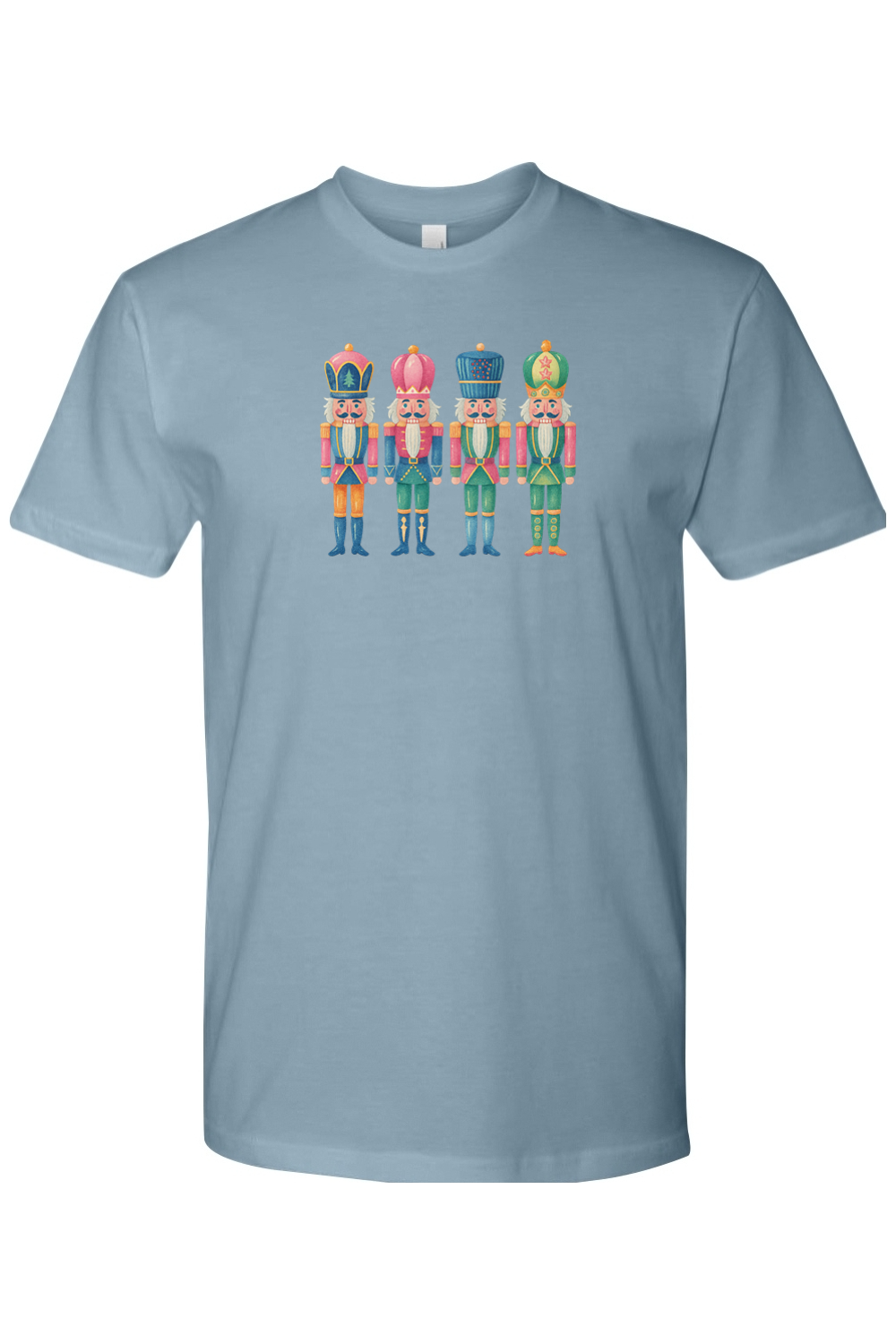 Blue Christmas nutcracker colorful design cute festive holiday short sleeve shirt
