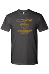 Dark grey gray Thanksgiving t-shirt with 