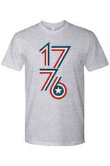 Gray t-shirt with '1776' design on a white background