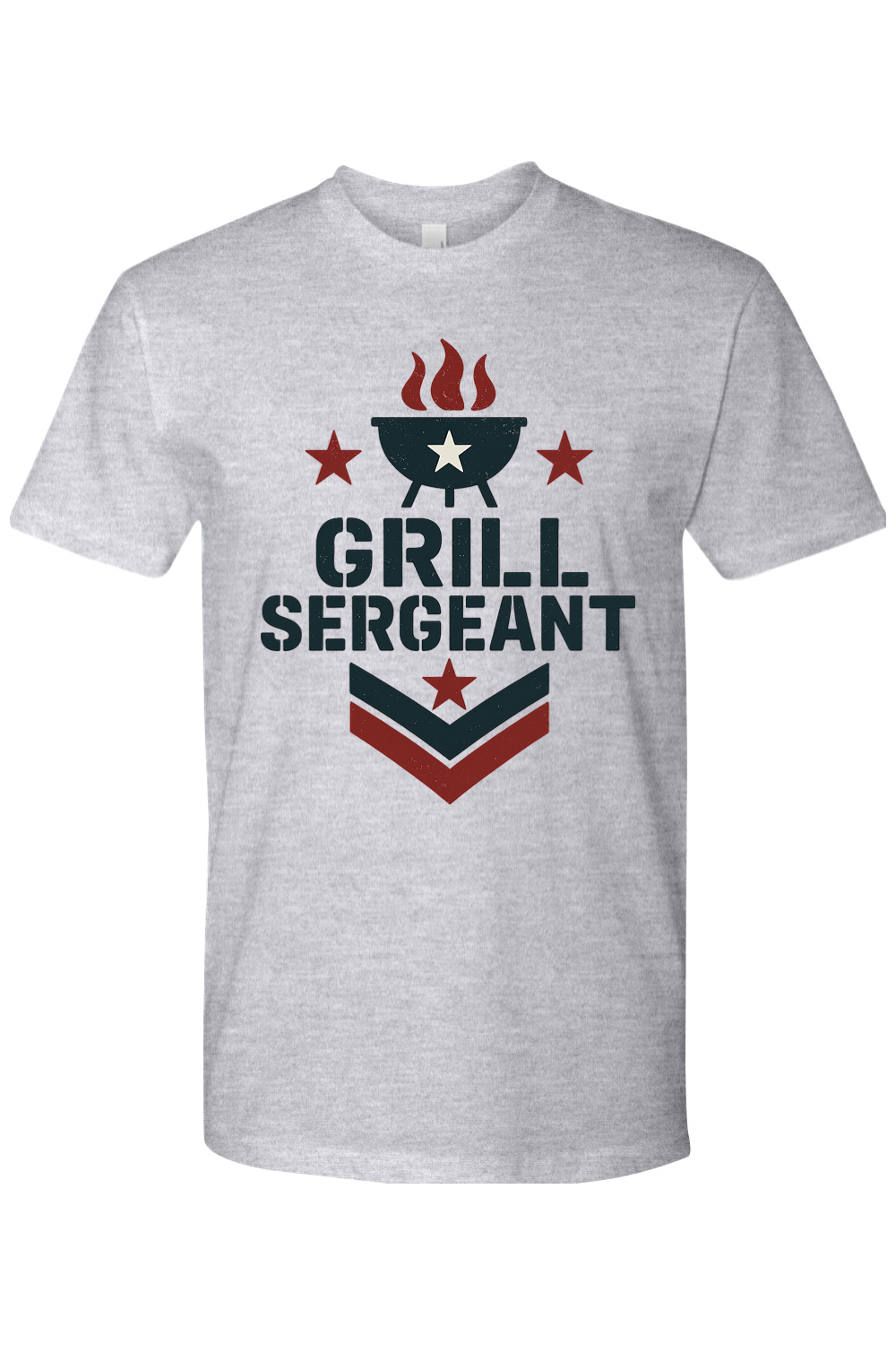 Gray t-shirt with 'GRILL SERGEANT' graphic design.
