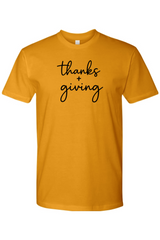 Mustard yellow Thanksgiving t-shirt with 