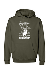 Olive green Christmas hoodie with 
