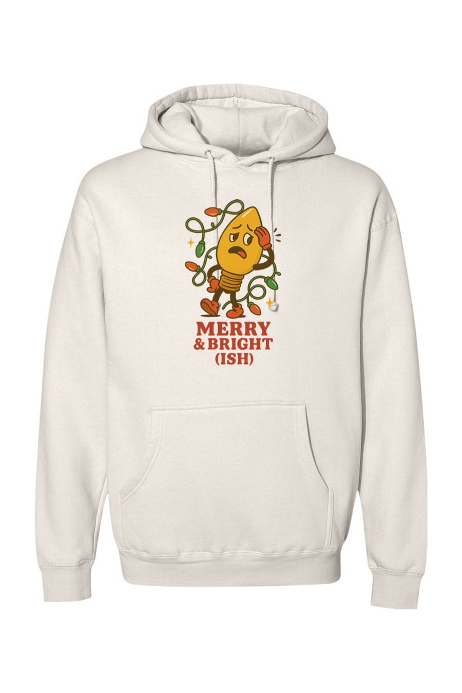 Beige vintage Christmas hoodie with 